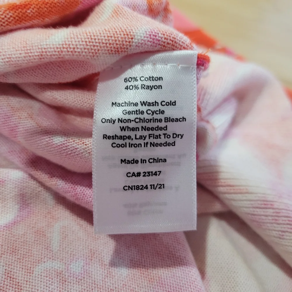 Talbots‎ Sweater Tossed Flowers Crewneck Pink Lightweight Pullover Sz Large